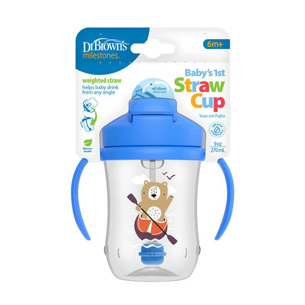 1er Vaso con asas y pajita 270ml 6M+ Azul Crayola