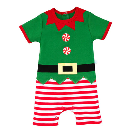 ENTERITO BODY DISFRAZ NAVIDAD NIÑO VERDE-ROJO RAYAS