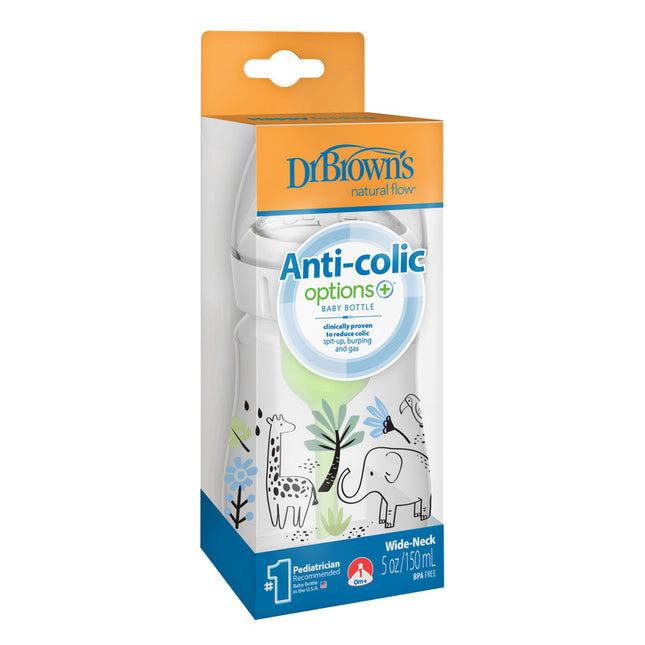 Mamadera Anticólico Boca Ancha 150ml, Elefante & Jirafa en la Jungla