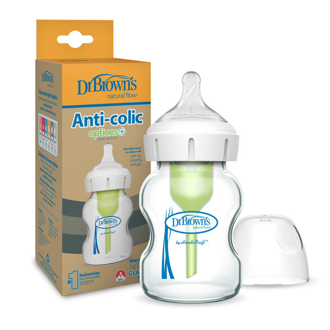 Mamadera Anticólico Boca Ancha Vidrio 150ml