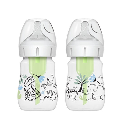 Pack 2 Mamaderas Anticólico Boca Ancha 150ml, Jungla
