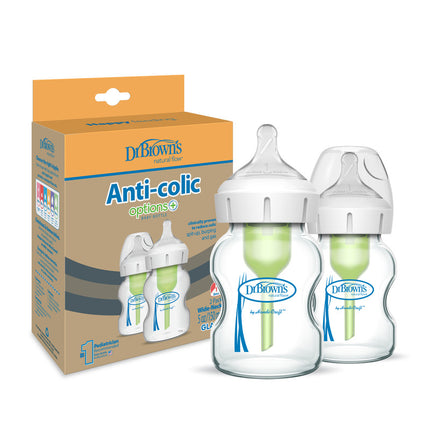 Pack 2 Mamaderas Anticólico Boca Ancha Vidrio 150ml