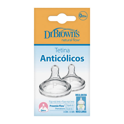Tetina Anticólico Boca Ancha 2UN para Prematuro