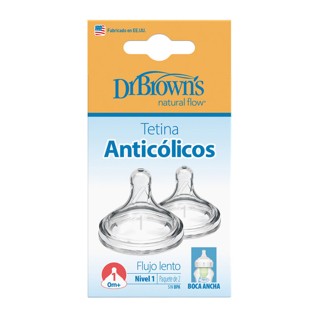 Tetina Anticólico Boca Ancha 2UN 0M+ (Recién Nacido)