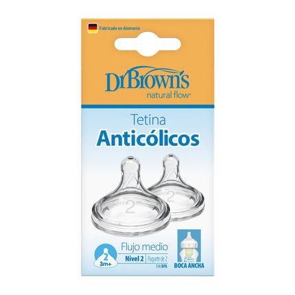 Tetina Anticólico Boca Ancha 2UN 3M+