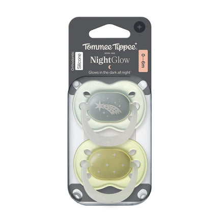 Chupete de silicona NightGlow 0-6 meses Color Celeste/Verde