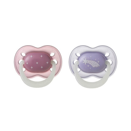 Chupete de silicona NightGlow 0-6 meses Color Rosa/Lila