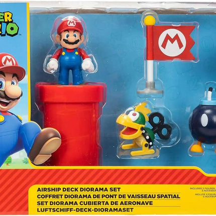 Playset Cubierta del Barco Volador de Bowser con Figura 6 cm Super Mario