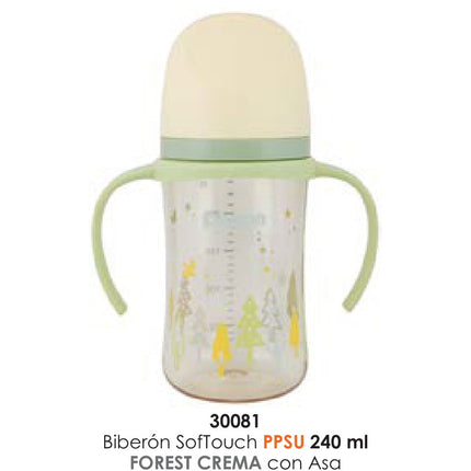 Mamadera SofTouch PPSU 240 ml Forest Crema con Asas Pigeon