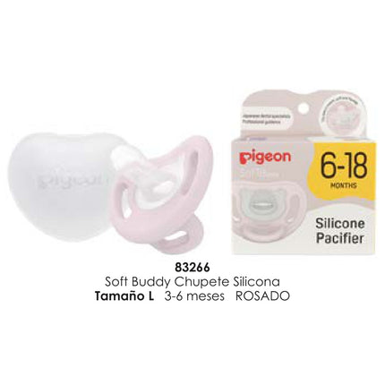 Chupete Soft Buddy Silicona Talla L 6-18 meses Rosado Pigeon