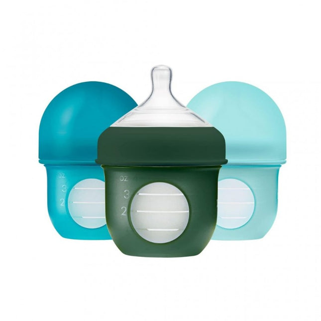 NURSH SILICONE POUCH BOTTLE 4 OZ - 3 PK Blue