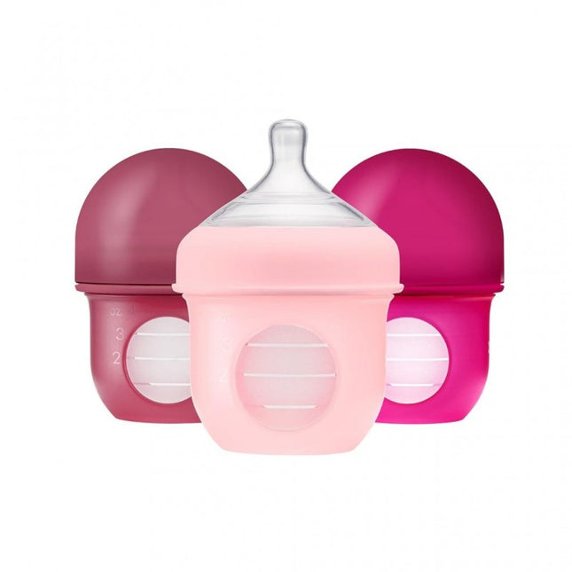 NURSH SILICONE POUCH BOTTLE 4 OZ - 3 PK Pink