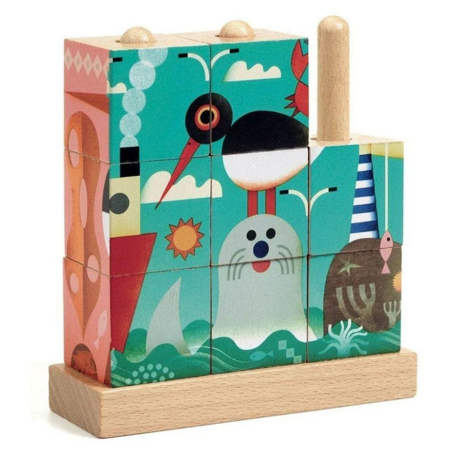 9 Wooden blocs puzzle - Puzz-Up Sea - FSC 100%