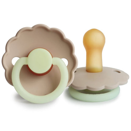 Chupete Redondo de Caucho Natural X1 Daisy Talla 2 Croissant Glow Night - Frigg