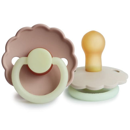 Chupete Redondo de Caucho Natural X2 Daisy Talla 1 Blush Cream Glow Night - Frigg