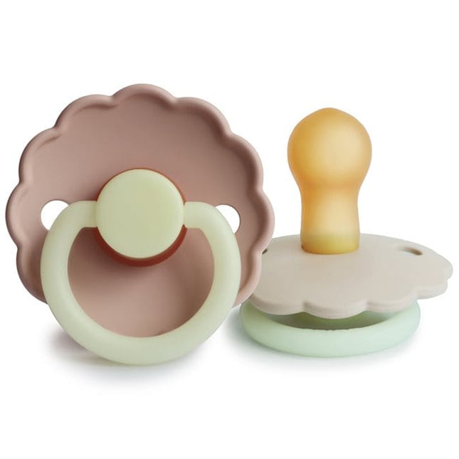 Chupete Redondo de Caucho Natural X2 Daisy Talla 1 Blush Cream Glow Night - Frigg