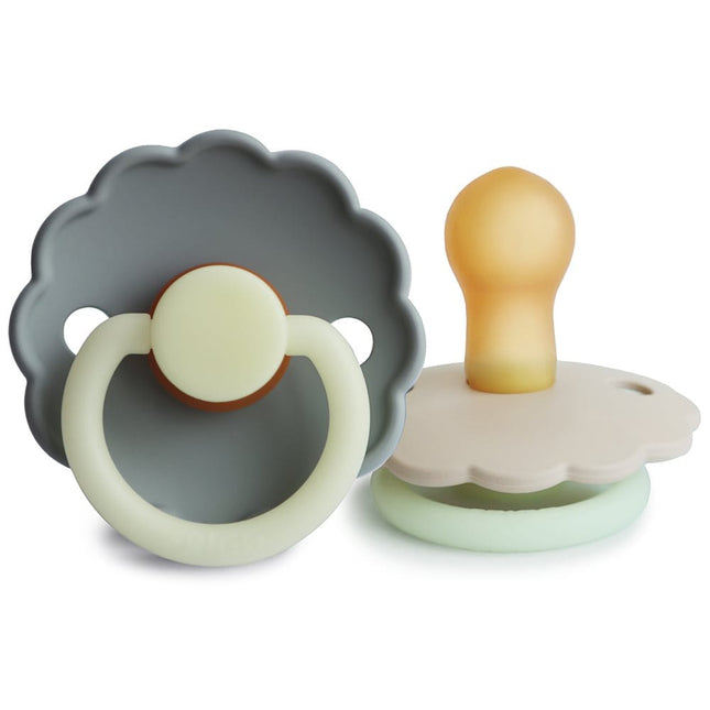 Chupete Redondo de Caucho Natural X2 Daisy Talla 1 Cream French Gray Glow Night - Frigg