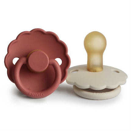 Chupete Redondo de Caucho Natural X2 Daisy Talla 2 Baked Clay Cream - Frigg