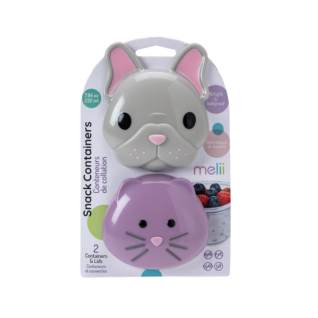 Pack De 2 Contenedores Snack Bulldog Y Gato