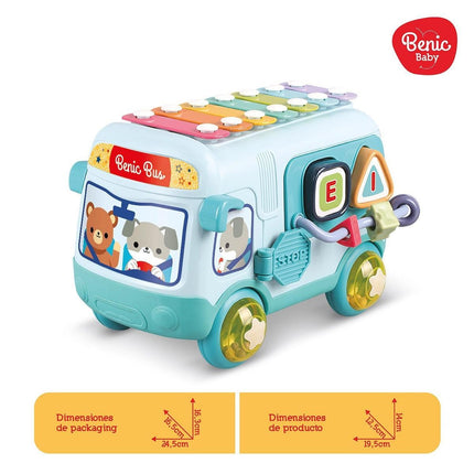 Autobús Musical con Xilófono y Figuras de Encastre Celeste Benic Baby