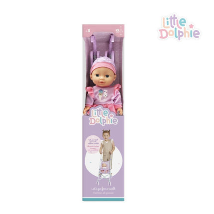 Muñeca Bebé con Carrito Plegable de Paseo Celeste Little Dolphie
