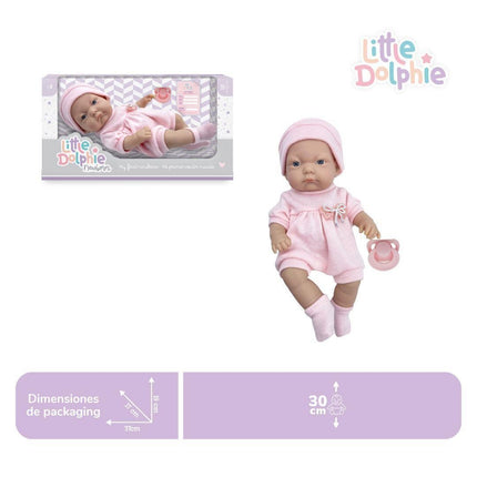 Muñeca Reborn Recién Nacida 30 cm Rosada Little Dolphie