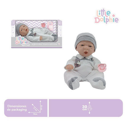 Muñeca Reborn Recién Nacida 30 cm Gris Little Dolphie