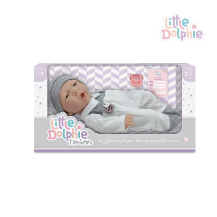 Muñeca Reborn Recién Nacida 30 cm Gris Little Dolphie
