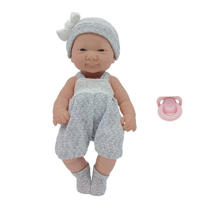 Muñeca Reborn Recién Nacida 30 cm Tejido Gris Little Dolphie