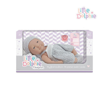 Muñeca Reborn Recién Nacida 30 cm Tejido Gris Little Dolphie
