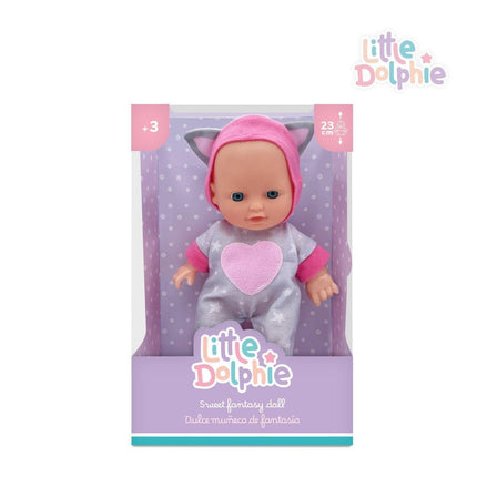 Muñeca Bebé 23 cm Perfumada con Traje de Gatito Little Dolphie
