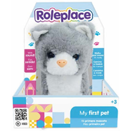 Peluche Interactivo Gatito Gris con Sonido y Movimiento Roleplace