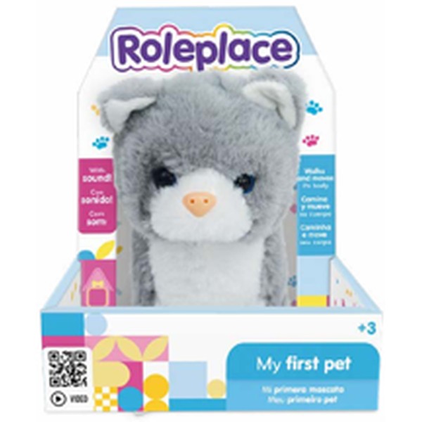 Peluche Interactivo Gatito Gris con Sonido y Movimiento Roleplace