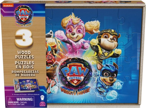 PAW PATROL MIGHTY 3 PUZZLES MADERA