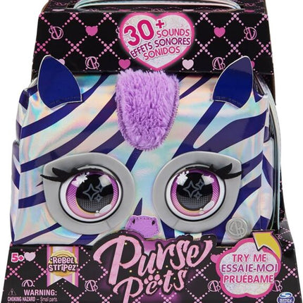 PURSE PETS CARTERA INTERACTIVA CON SONIDOSMETÁLICA ZEBRA