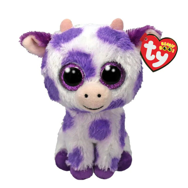 TY BEANIE BOOS ETHEL VACA CON MANCHAS VIOLETA REGULAR