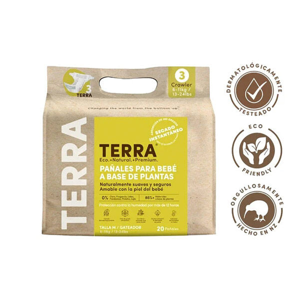Pañales Terra Biodegradables Talla M 20 uns