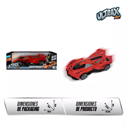 Auto RC escala 1:16 con luces y batería recargable.