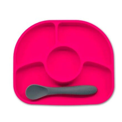Set de Plato y cuchara de silicona Yümi Rosado