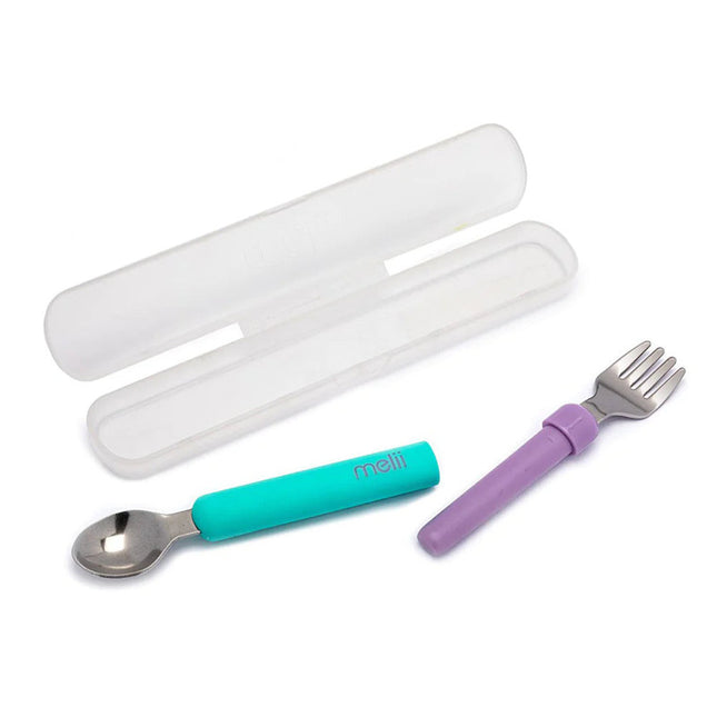 Set Cuchara Y Tenedor Desmontable Azul-Morado