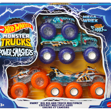 LAT HW MONSTER TRUCKS POWER SMASHERS TRUCK + BIG RIG MULTIPACK