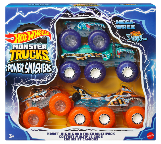LAT HW MONSTER TRUCKS POWER SMASHERS TRUCK + BIG RIG MULTIPACK