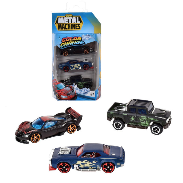 PACK 3 AUTOS CAMBIA COLOR METAL MACHINES