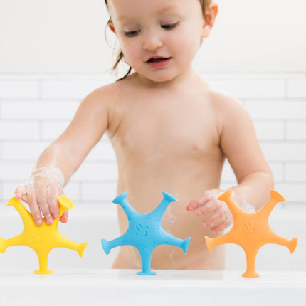 JUEGO DE BAÑO ESTRELLA NARANJO-AMARILLO-CELESTE