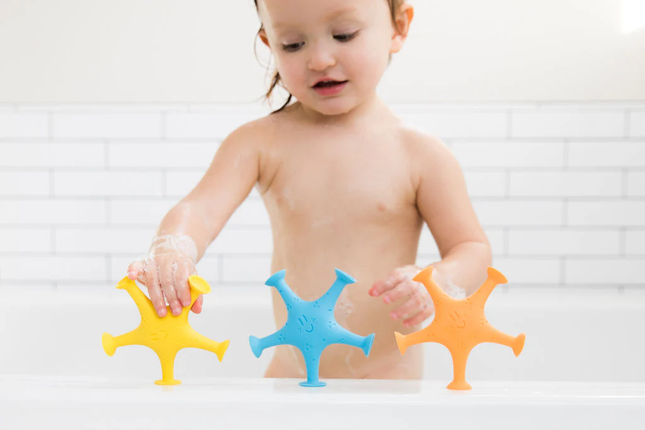 JUEGO DE BAÑO ESTRELLA NARANJO-AMARILLO-CELESTE