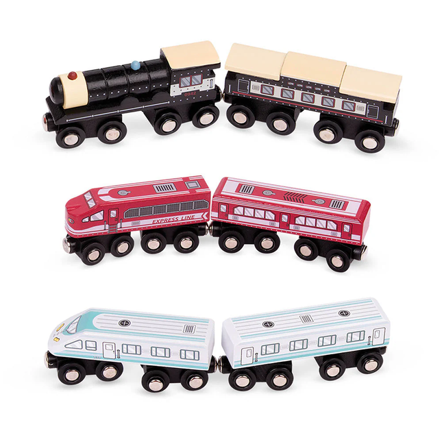 BA Battat Toy Wooden Passenger Trains 6Pcs