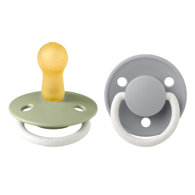 Chupete Bibs De Lux Redondo X2  Talla 1 (0 - 6 meses) Sage & Cloud Glow Night