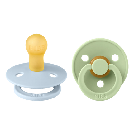 PACK 2 CHUPETES BIBS CAUCHO 0-6 MESES BABY BLUE / PISTACHIO