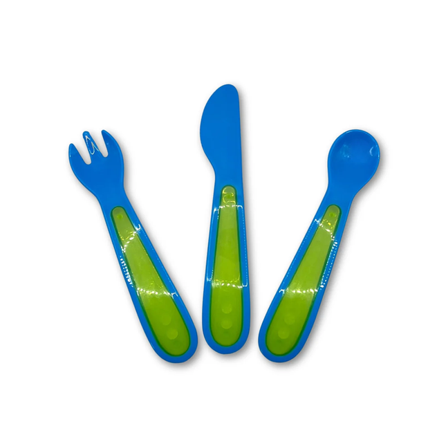 Primer Set de Cubiertos Plásticos Azul