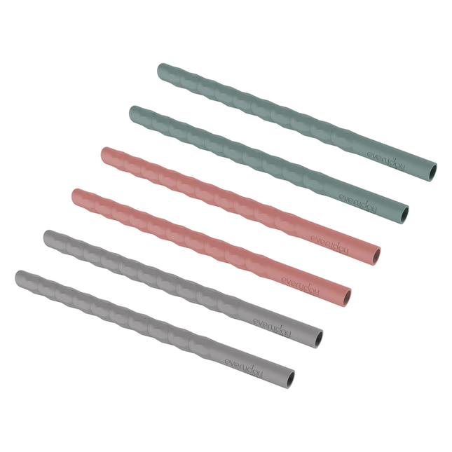 Pack De 6 Bombillas De Silicona Gris-Rosado-Verde
